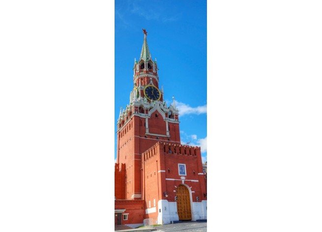 Наклейка на дверь Спасская башня на Красной Площади